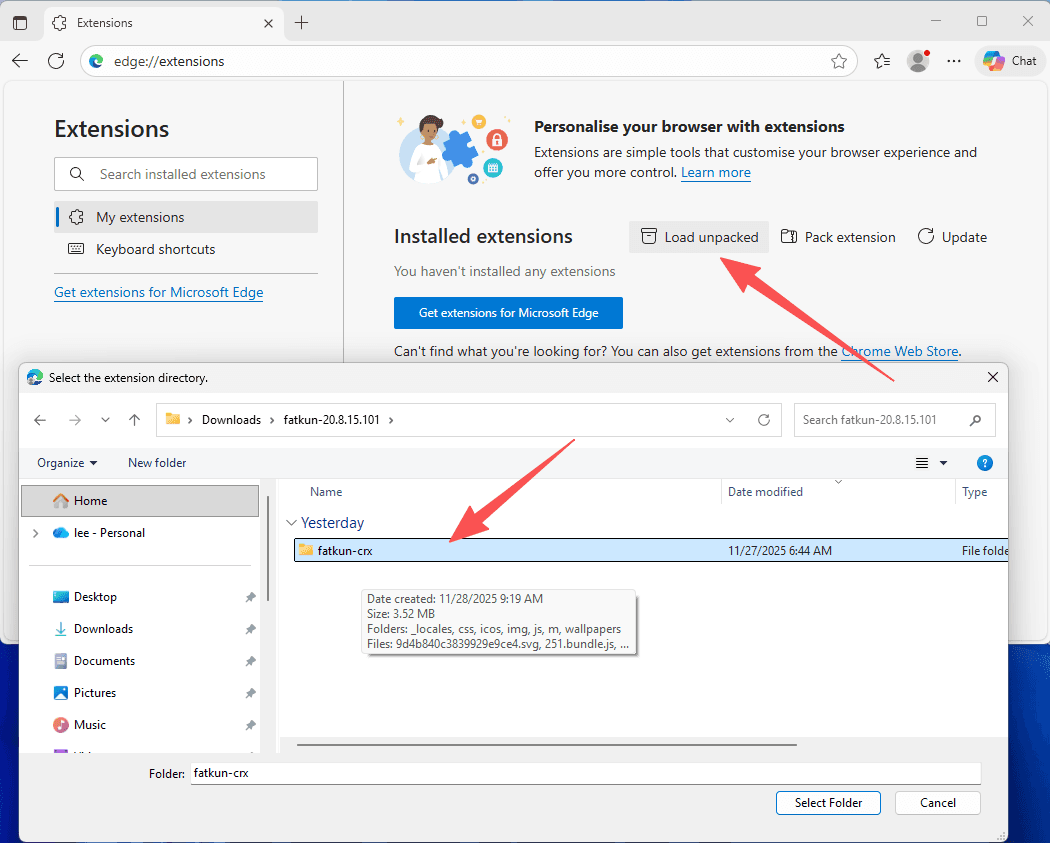 Load Unpacked Extension